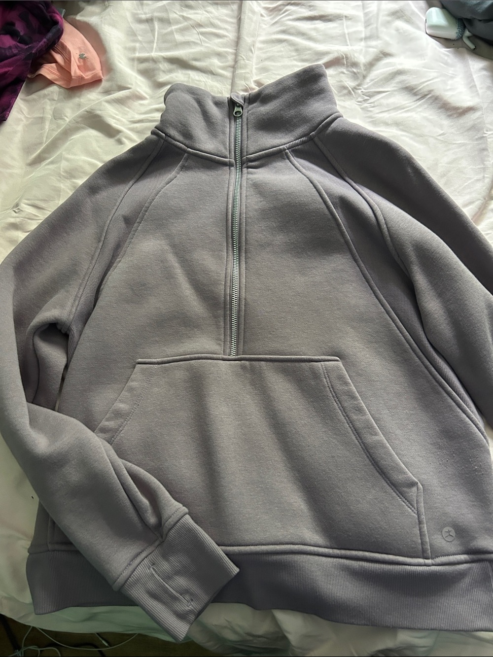 Danskin Light Gray Half-Zip Pullover Sweater
